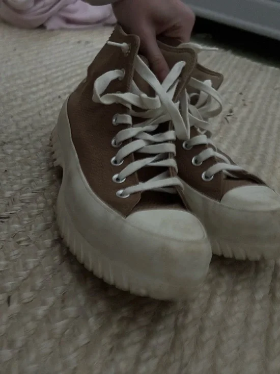 Converse High Top Sneakers in Brown and White - Picture 3 of 5